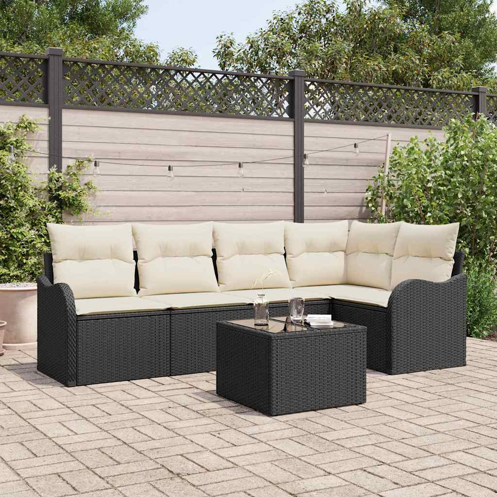 Sjedeća garnitura za vrt 6 kom. Crna poliratan 232,5 x 122,5 x 69 cm