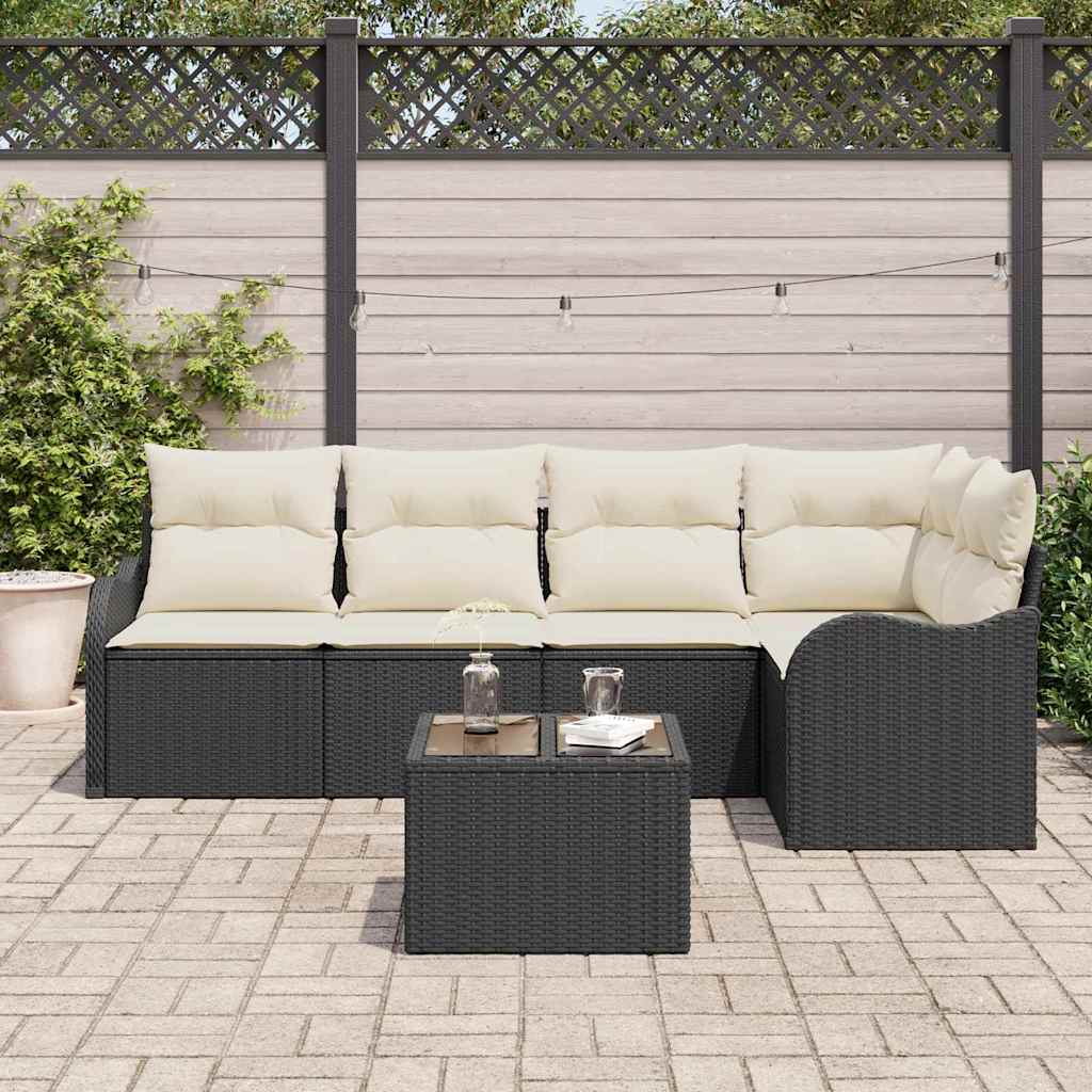 Sjedeća garnitura za vrt 6 kom. Crna poliratan 232,5 x 122,5 x 69 cm
