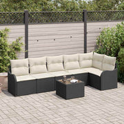Sjedeća garnitura za vrt 7 kom. Smeđa poliratan Crna 287,5 x 122,5 x 69 cm