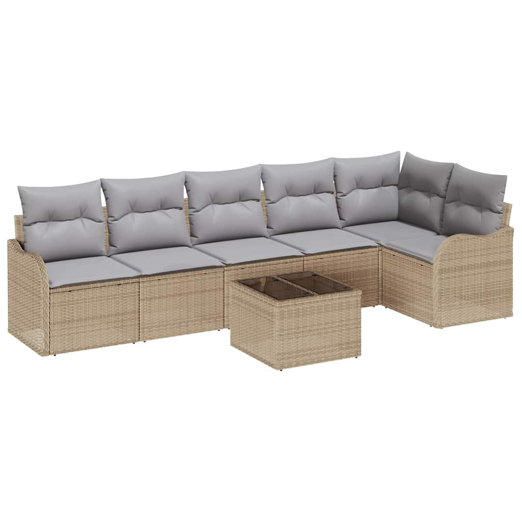 Sjedeća garnitura za vrt 7 kom. Crna poliratan Bež 287,5 x 122,5 x 69 cm