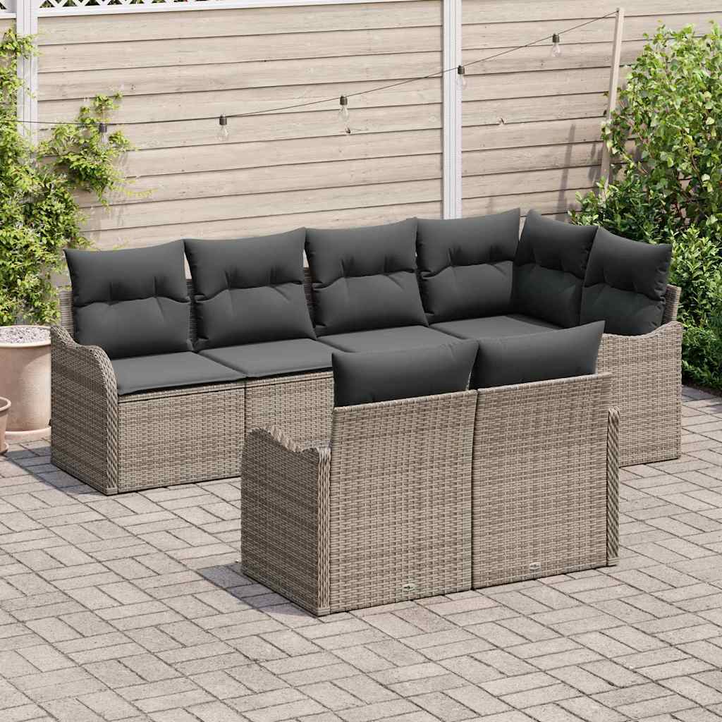 Sjedeća garnitura za vrt 7 kom. Siva Poli ratan 232.5 x 122.5 x 85 cm