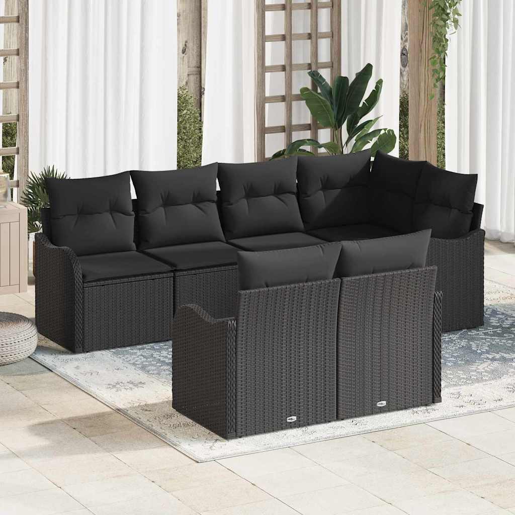 Sjedeća garnitura za vrt 7 kom. Crna Poli ratan 232.5 x 122.5 x 85 cm