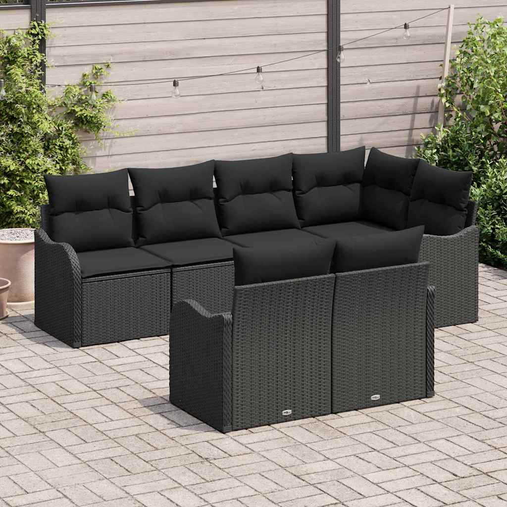 Sjedeća garnitura za vrt 7 kom. Crna Poli ratan 232.5 x 122.5 x 85 cm
