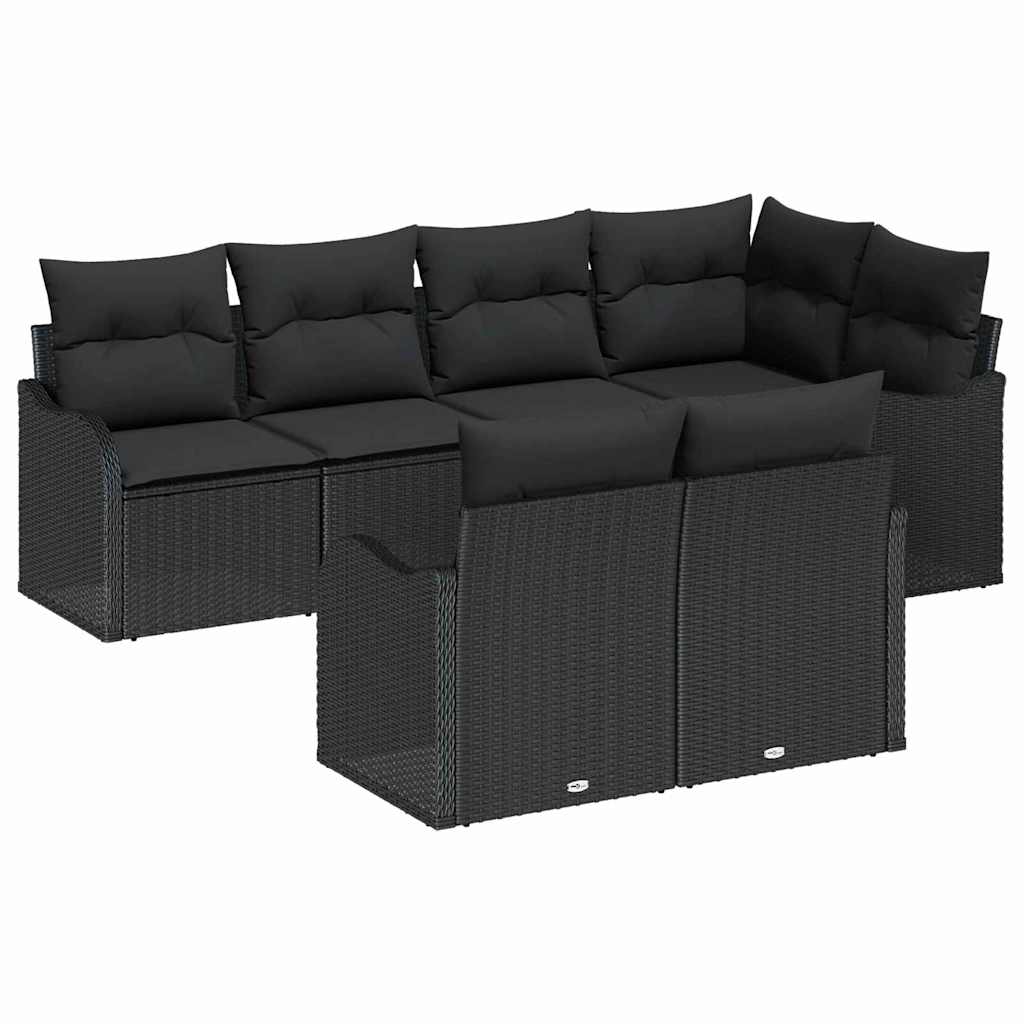 Sjedeća garnitura za vrt 7 kom. Crna Poli ratan 232.5 x 122.5 x 85 cm