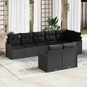 Sjedeća garnitura za vrt 8 kom. Crna poliratan 287,5 x 122,5 x 69 cm