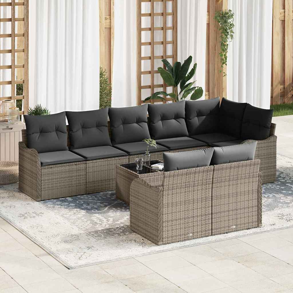 Sjedeća garnitura za vrt 9 kom. Siva poliratan 287,5 x 122,5 x 69 cm