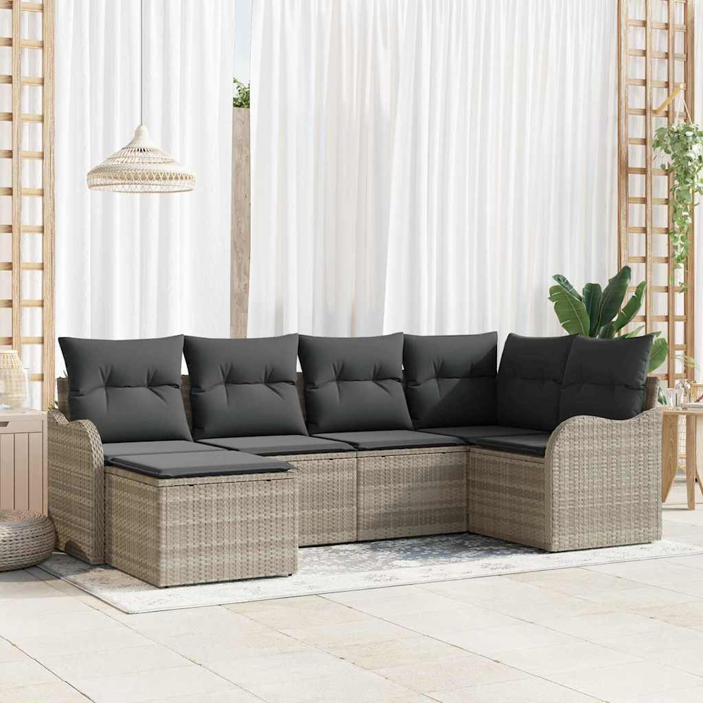 Sjedeća garnitura za vrt 6 kom. Svijetlo siva poliratan Svjetlosiva 232.5 x 122.5 x 69 cm
