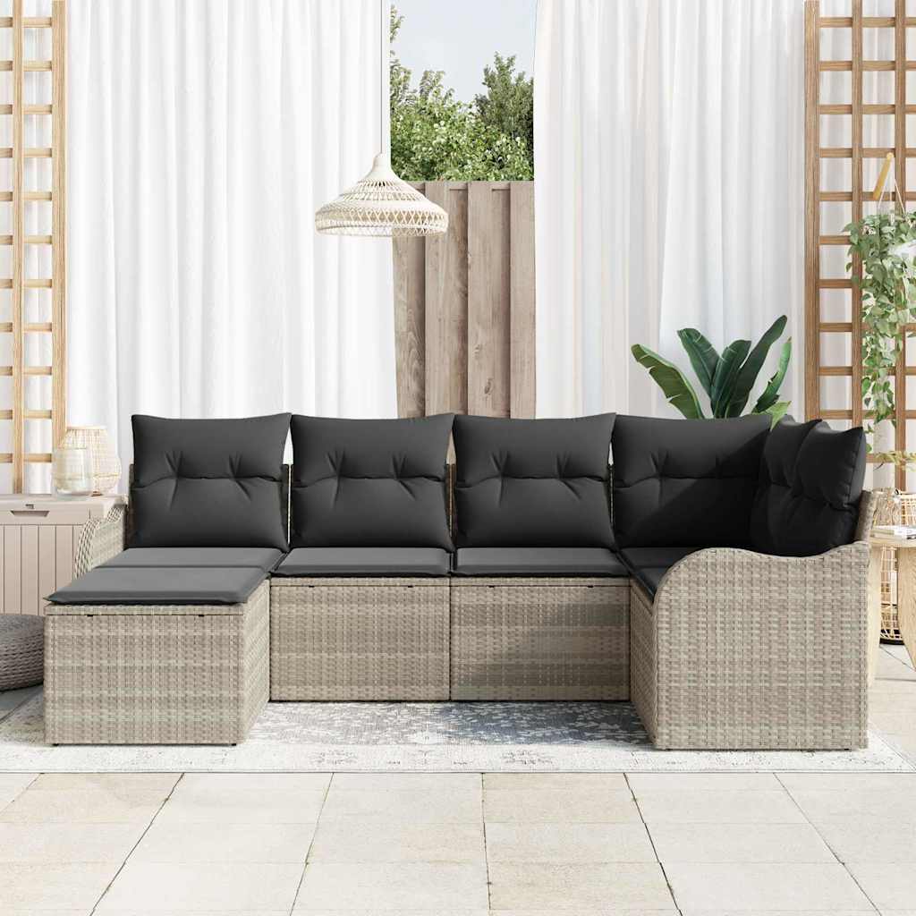 Sjedeća garnitura za vrt 6 kom. Svijetlo siva poliratan Svjetlosiva 232.5 x 122.5 x 69 cm