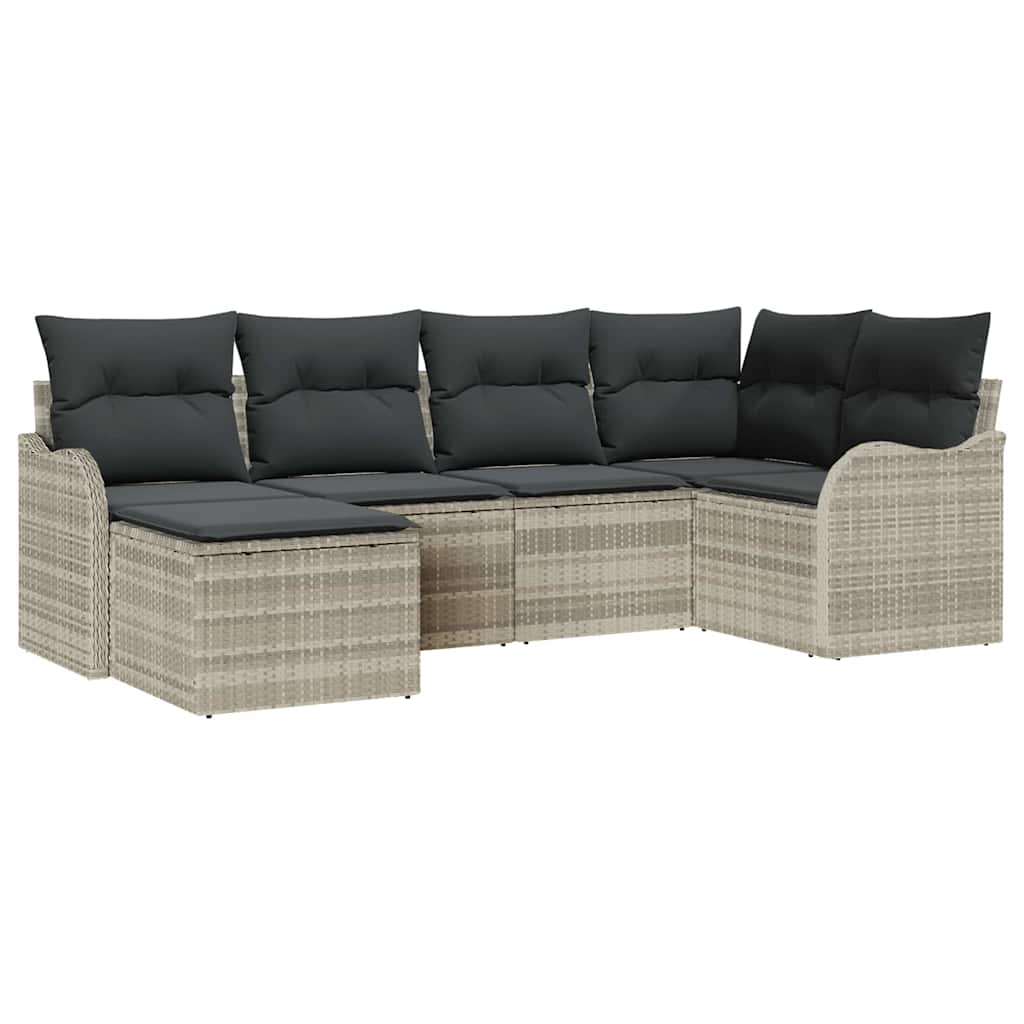 Sjedeća garnitura za vrt 6 kom. Svijetlo siva poliratan Svjetlosiva 232.5 x 122.5 x 69 cm
