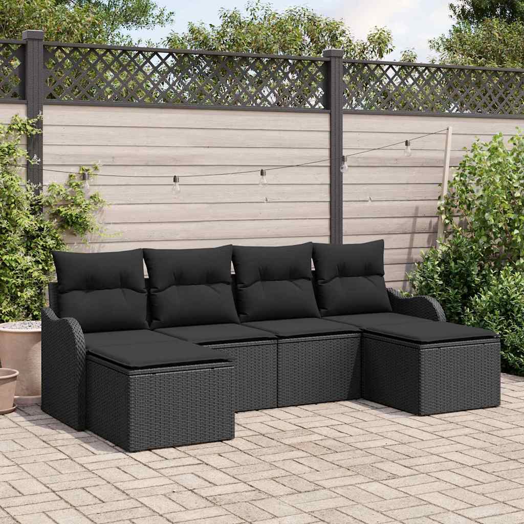 Sjedeća garnitura za vrt 6 kom. Crna poliratan 231 x 117 x 69 cm