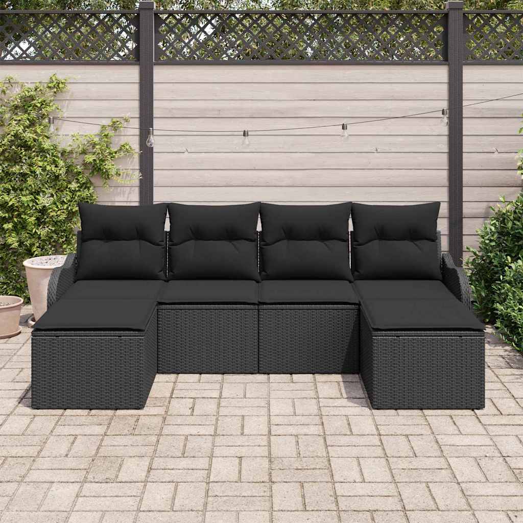 Sjedeća garnitura za vrt 6 kom. Crna poliratan 231 x 117 x 69 cm