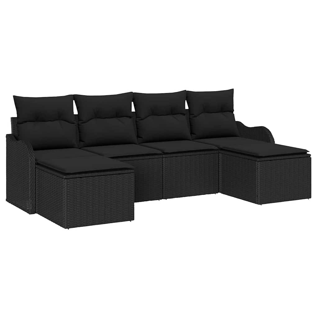 Sjedeća garnitura za vrt 6 kom. Crna poliratan 231 x 117 x 69 cm