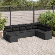 Sjedeća garnitura za vrt 8 kom. Crna poliratan 287,5 x 177,5 x 69 cm