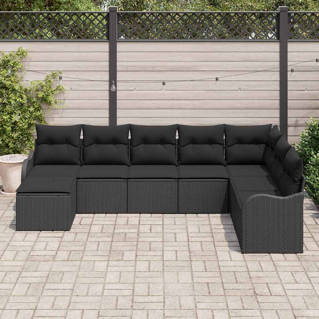 Sjedeća garnitura za vrt 8 kom. Crna poliratan 287,5 x 177,5 x 69 cm