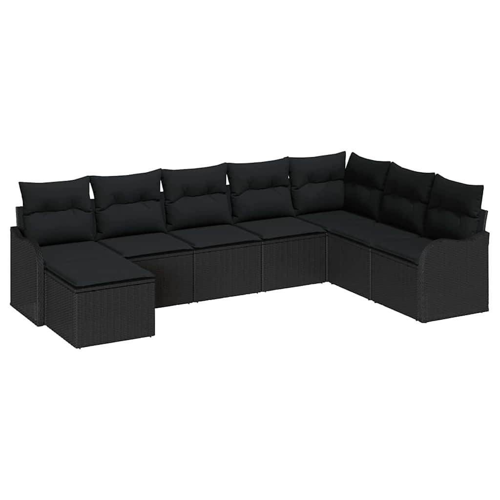 Sjedeća garnitura za vrt 8 kom. Crna poliratan 287,5 x 177,5 x 69 cm