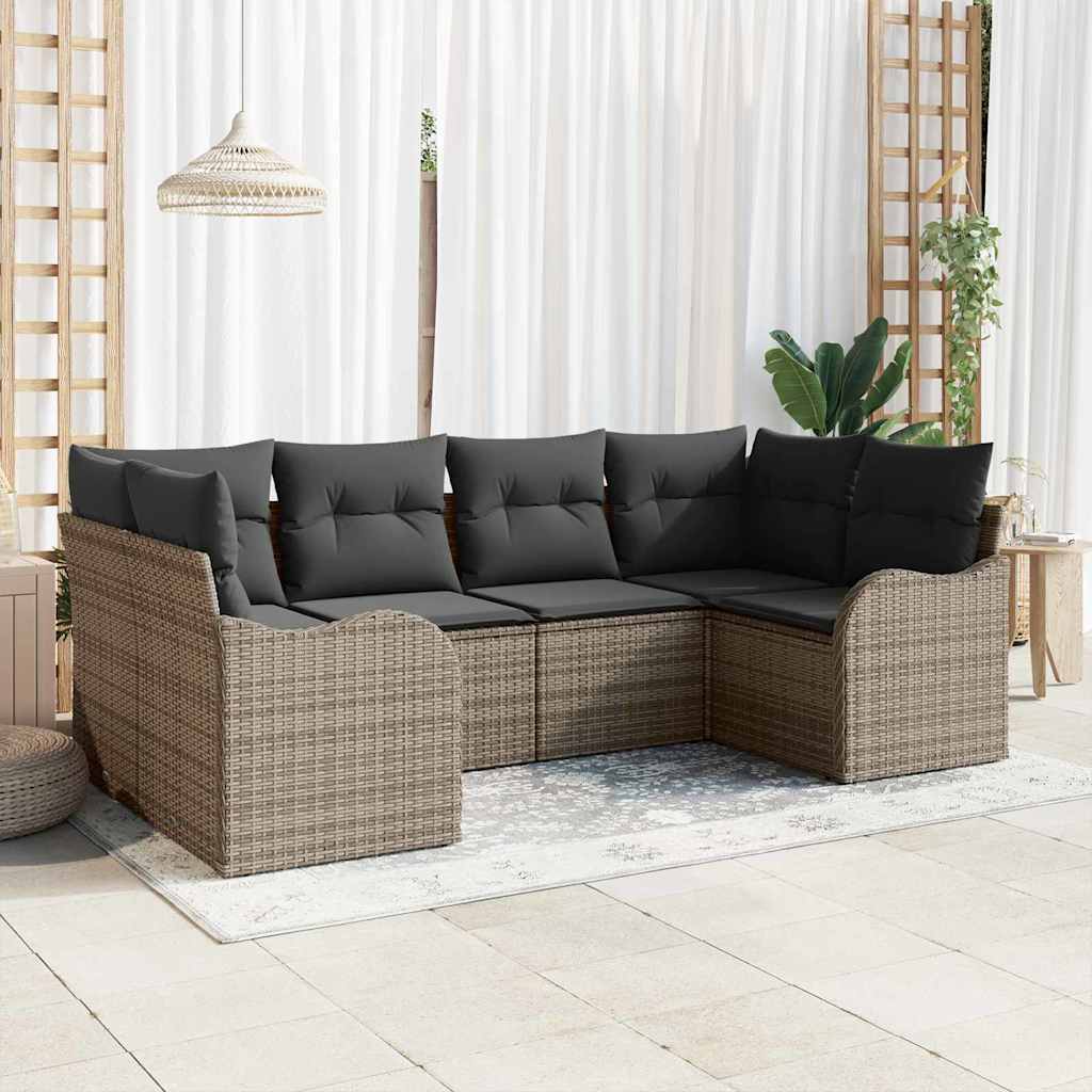 Sjedeća garnitura za vrt 6 kom. Siva Poli ratan 121 x 61.5 x 69 cm