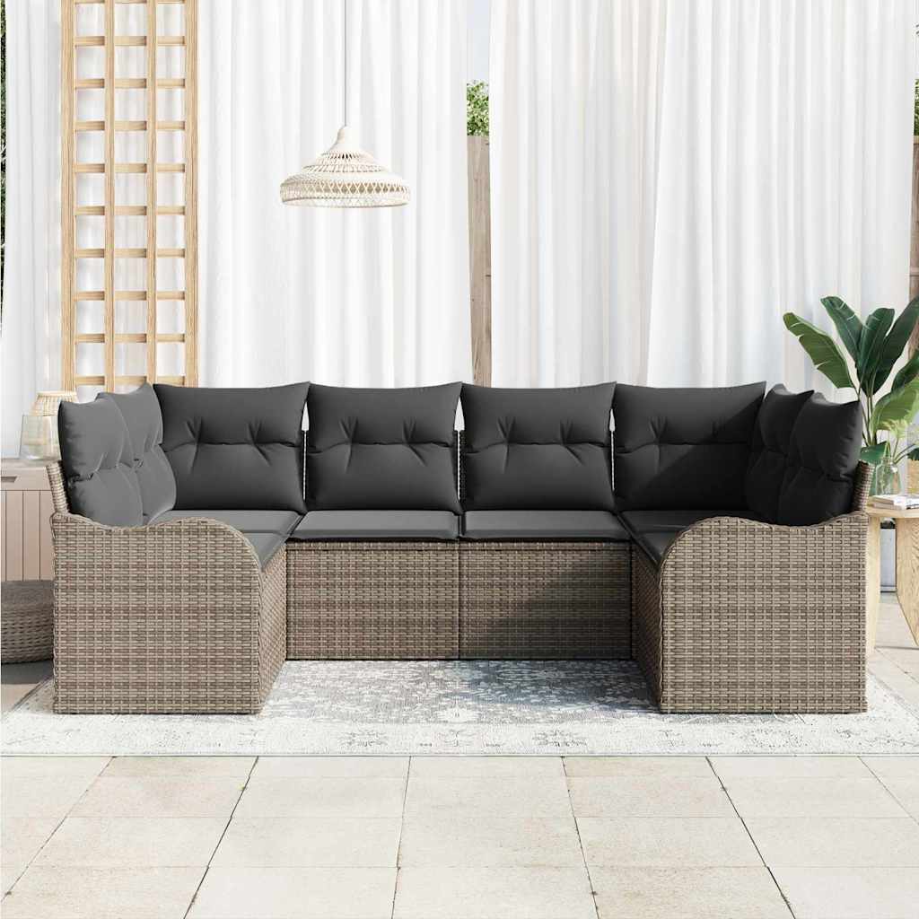 Sjedeća garnitura za vrt 6 kom. Siva Poli ratan 121 x 61.5 x 69 cm