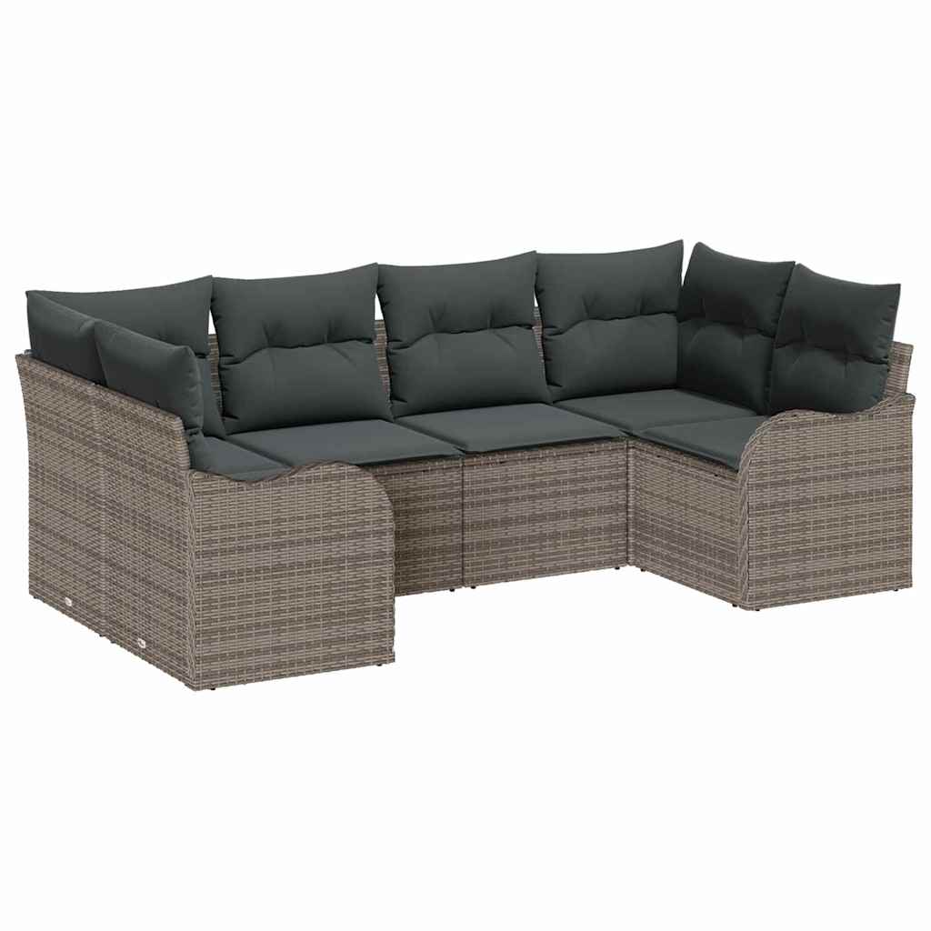 Sjedeća garnitura za vrt 6 kom. Siva Poli ratan 121 x 61.5 x 69 cm