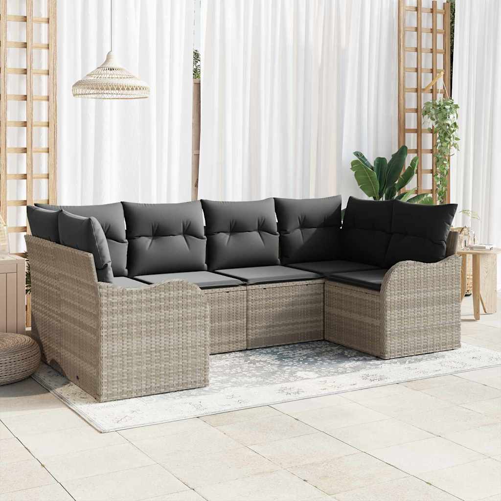 Sjedeća garnitura za vrt 6 kom. Svjetlosiva Poli ratan 121 x 61.5 x 69 cm