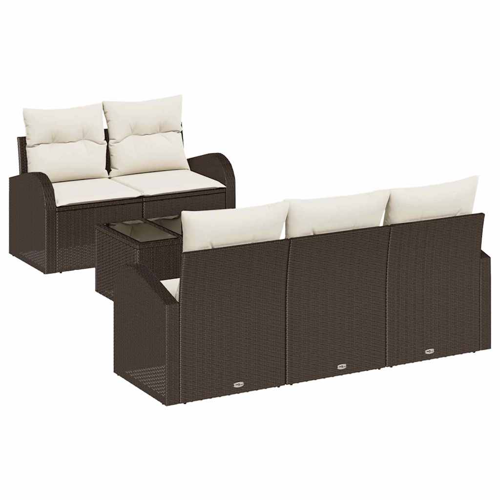Sjedeća garnitura za vrt 6 kom. 5-Broj sjedala Smeđa i krem 179 x 62 x 69 cm
