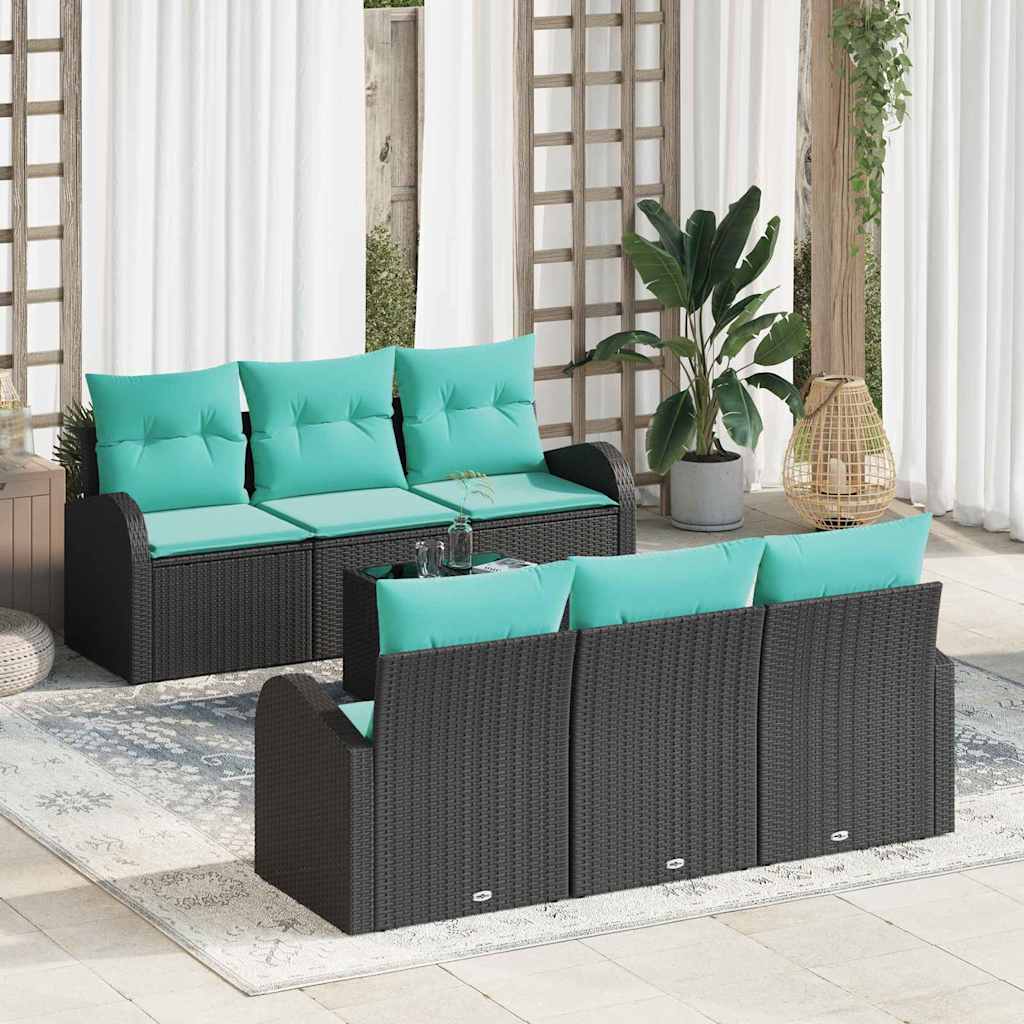 Sjedeća garnitura za vrt 7 kom. 6-Broj sjedala Crna i Tirkizna 179 x 62 x 69 cm