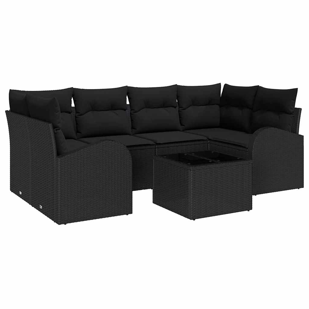 Sjedeća garnitura za vrt 7 kom. 6-Broj sjedala Crna poliratan 234 x 124 x 69 cm
