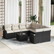 Set sofe 9 kom. 8-Broj sjedala Crna i Krema poliratan 234 x 234 x 85 cm