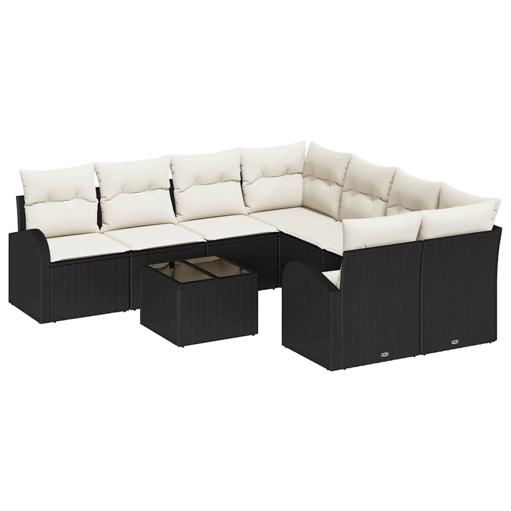 Set sofe 9 kom. 8-Broj sjedala Crna i Krema poliratan 234 x 234 x 85 cm