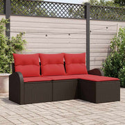 Set sofe 4 kom. Smeđa i crvena poliratan