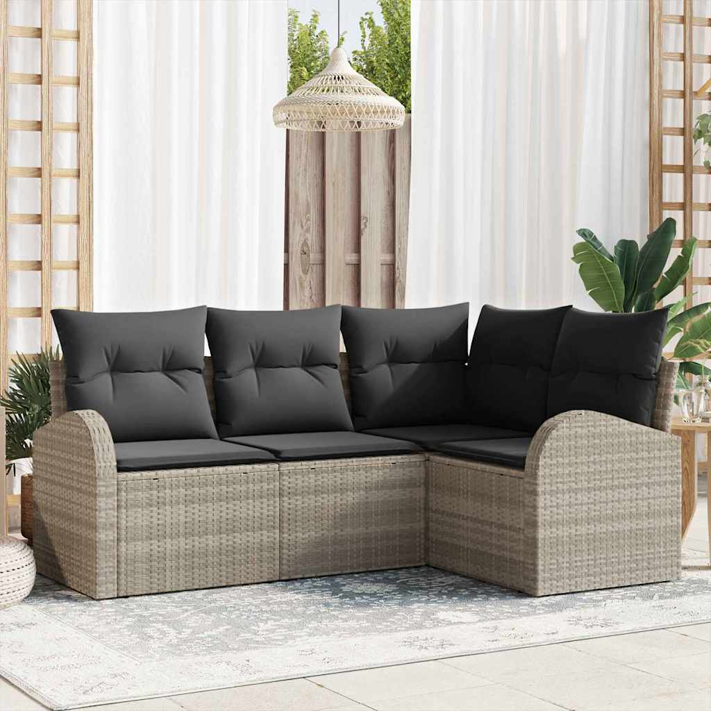 Sjedeća garnitura za vrt 4 kom. Svijetlo siva poliratan Svjetlosiva 179 x 124 x 85 cm