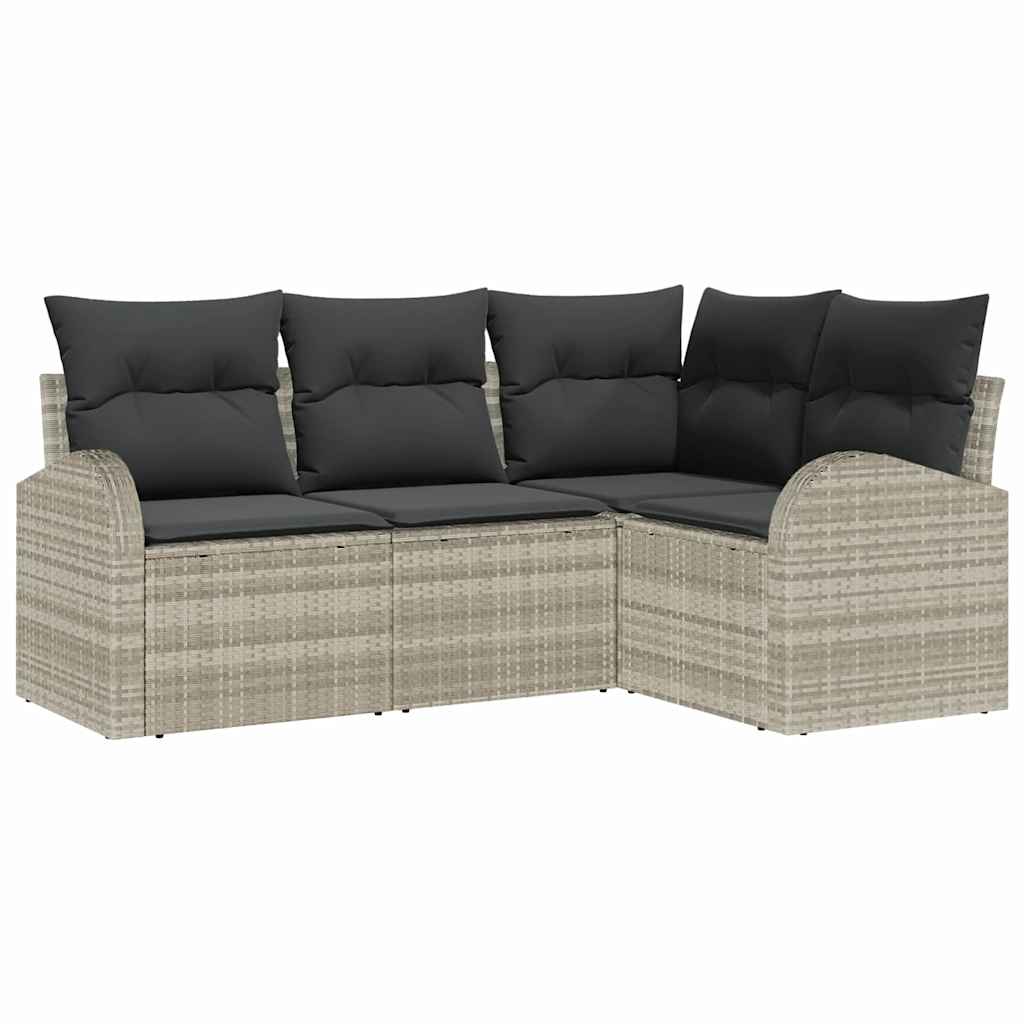 Sjedeća garnitura za vrt 4 kom. Svijetlo siva poliratan Svjetlosiva 179 x 124 x 85 cm