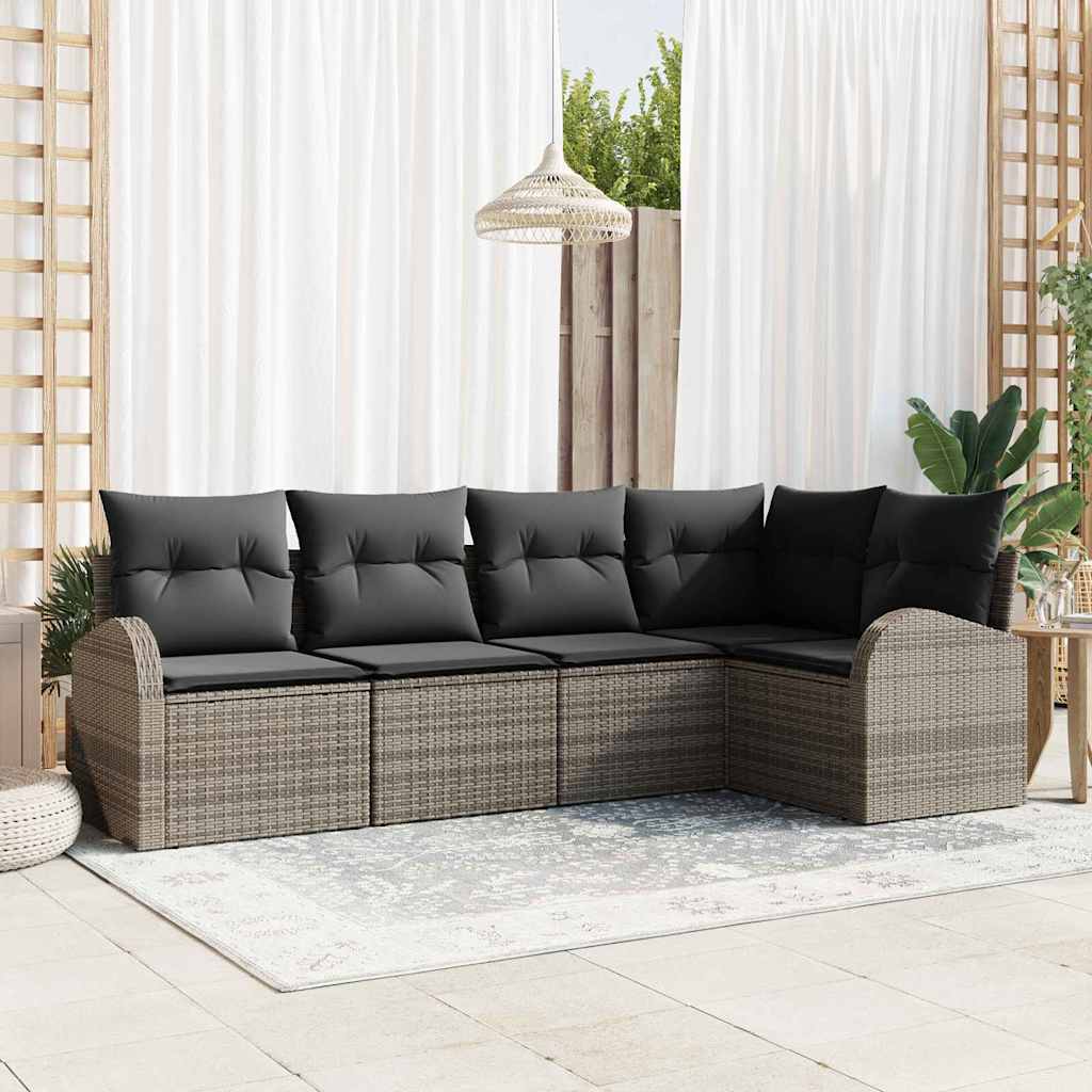 Sjedeća garnitura za vrt 5 kom. Siva poliratan 234 x 124 x 85 cm