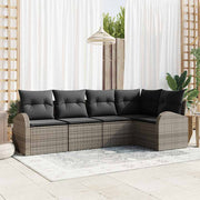 Sjedeća garnitura za vrt 5 kom. Siva poliratan 234 x 124 x 85 cm
