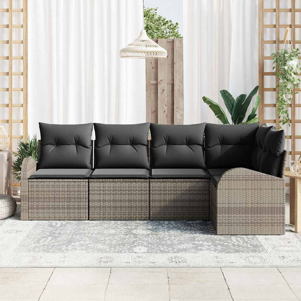 Sjedeća garnitura za vrt 5 kom. Siva poliratan 234 x 124 x 85 cm