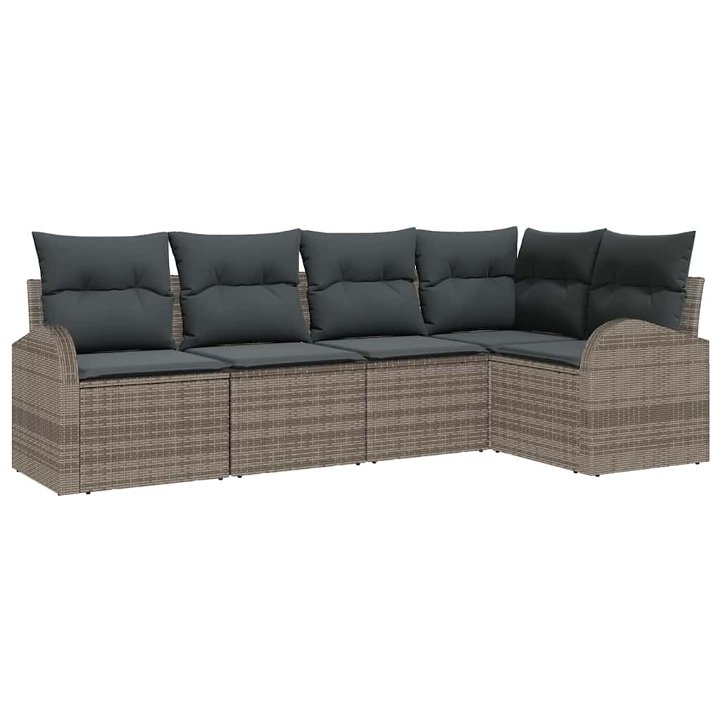 Sjedeća garnitura za vrt 5 kom. Siva poliratan 234 x 124 x 85 cm