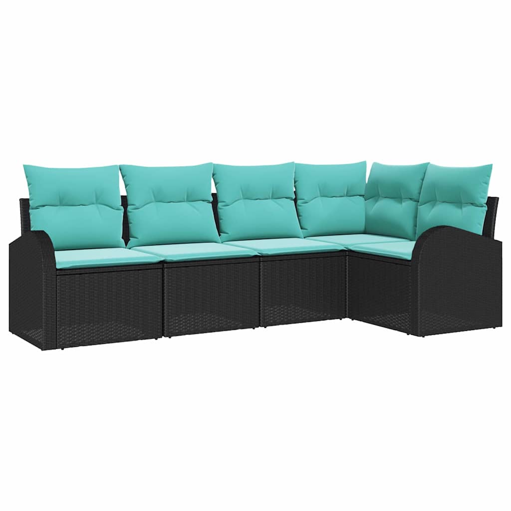 Sjedeća garnitura za vrt 5 kom. Crna i Tirkizna poliratan 234 x 124 x 85 cm