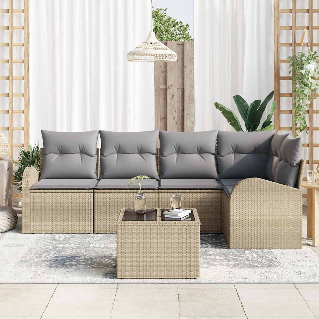 Sjedeća garnitura za vrt 6 kom. Bež i svijetlo siva poliratan 234 x 124 x 85 cm