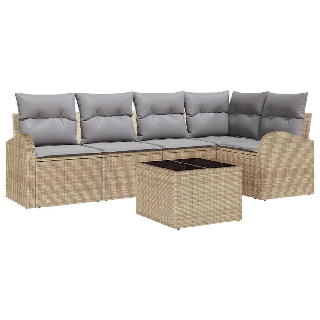 Sjedeća garnitura za vrt 6 kom. Bež i svijetlo siva poliratan 234 x 124 x 85 cm