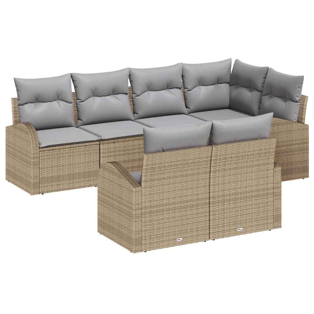 Sjedeća garnitura za vrt 7 kom. Bež i svijetlo siva poliratan 234 x 124 x 85 cm