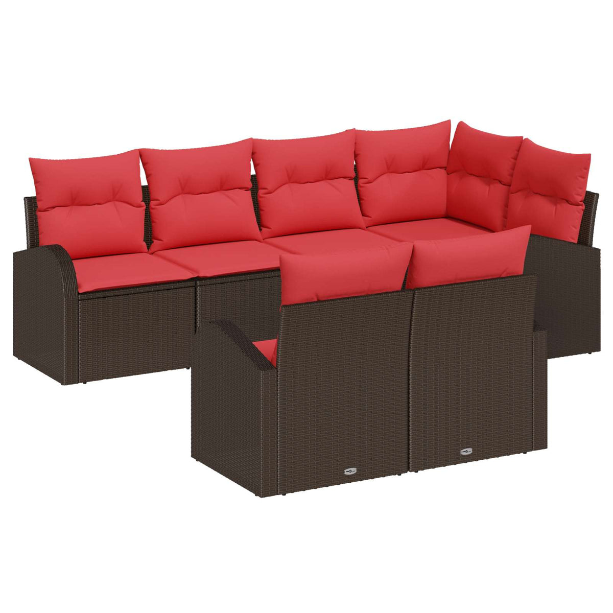 Sjedeća garnitura za vrt 7 kom. Smeđa i crvena poliratan 234 x 124 x 85 cm