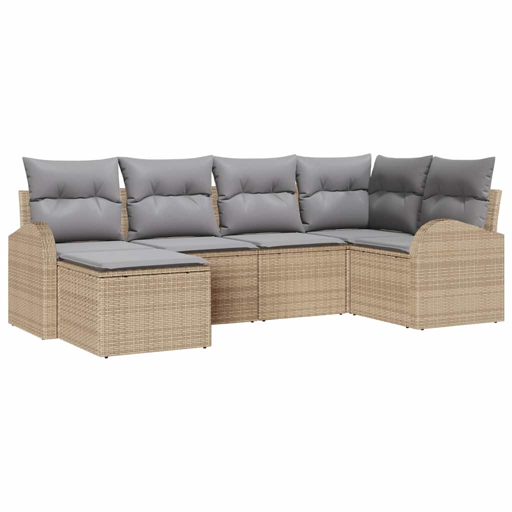 Set sofe 6 kom. Bež i svijetlo siva poliratan 234 x 124 x 85 cm