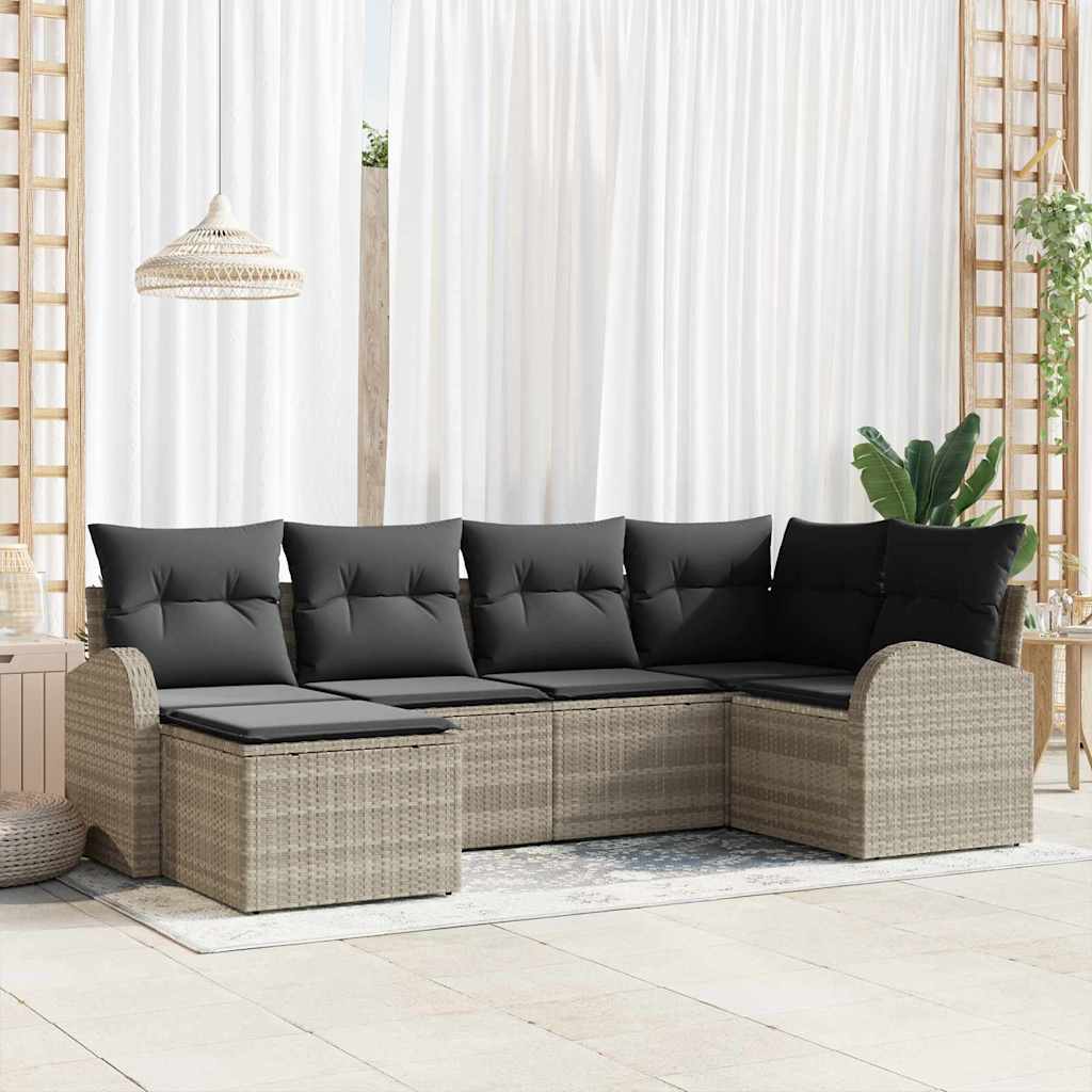 Set sofe 6 kom. Svijetlo siva poliratan Svjetlosiva 234 x 124 x 85 cm
