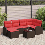 Set sofe 7 kom. Smeđa i crvena poliratan 234 x 124 x 85 cm