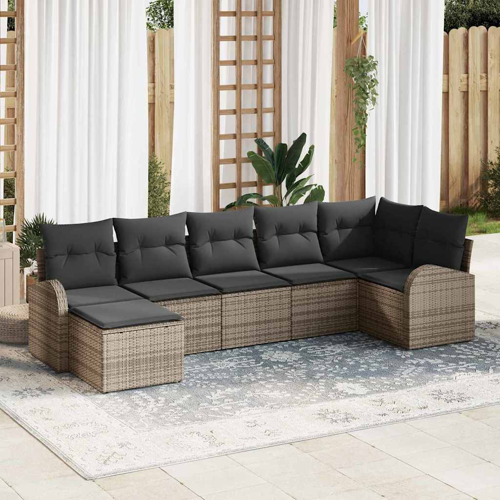 Set sofe 7 kom. Siva poliratan 289 x 124 x 85 cm