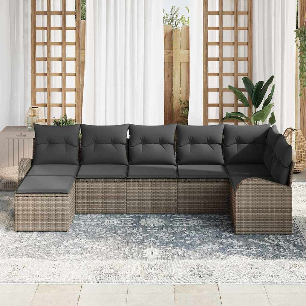 Set sofe 7 kom. Siva poliratan 289 x 124 x 85 cm
