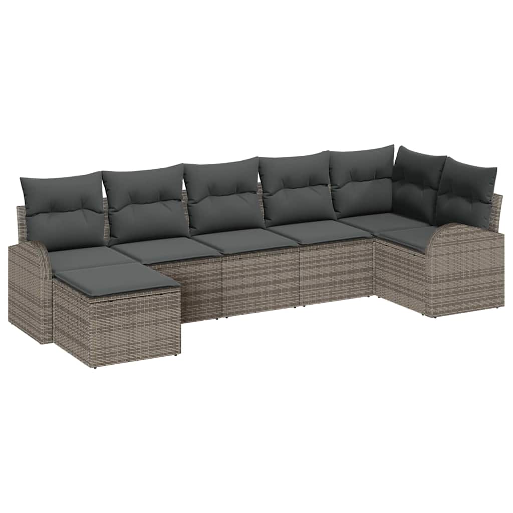 Set sofe 7 kom. Siva poliratan 289 x 124 x 85 cm
