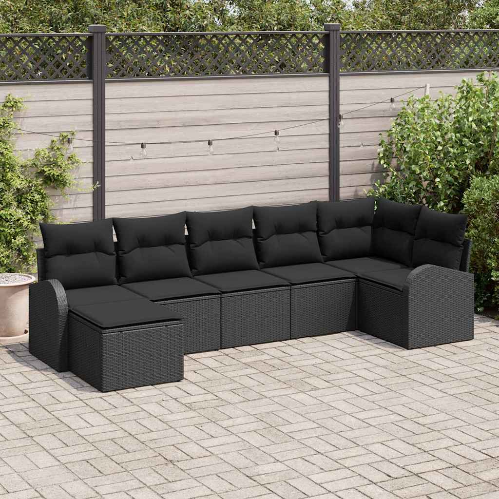 Set sofe 7 kom. Crna poliratan 289 x 124 x 85 cm
