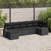 Set sofe 7 kom. Crna poliratan 289 x 124 x 85 cm