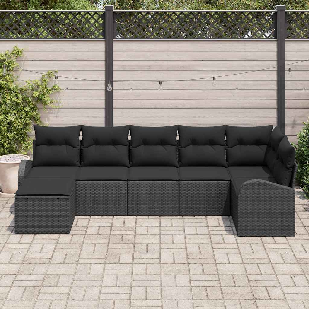 Set sofe 7 kom. Crna poliratan 289 x 124 x 85 cm