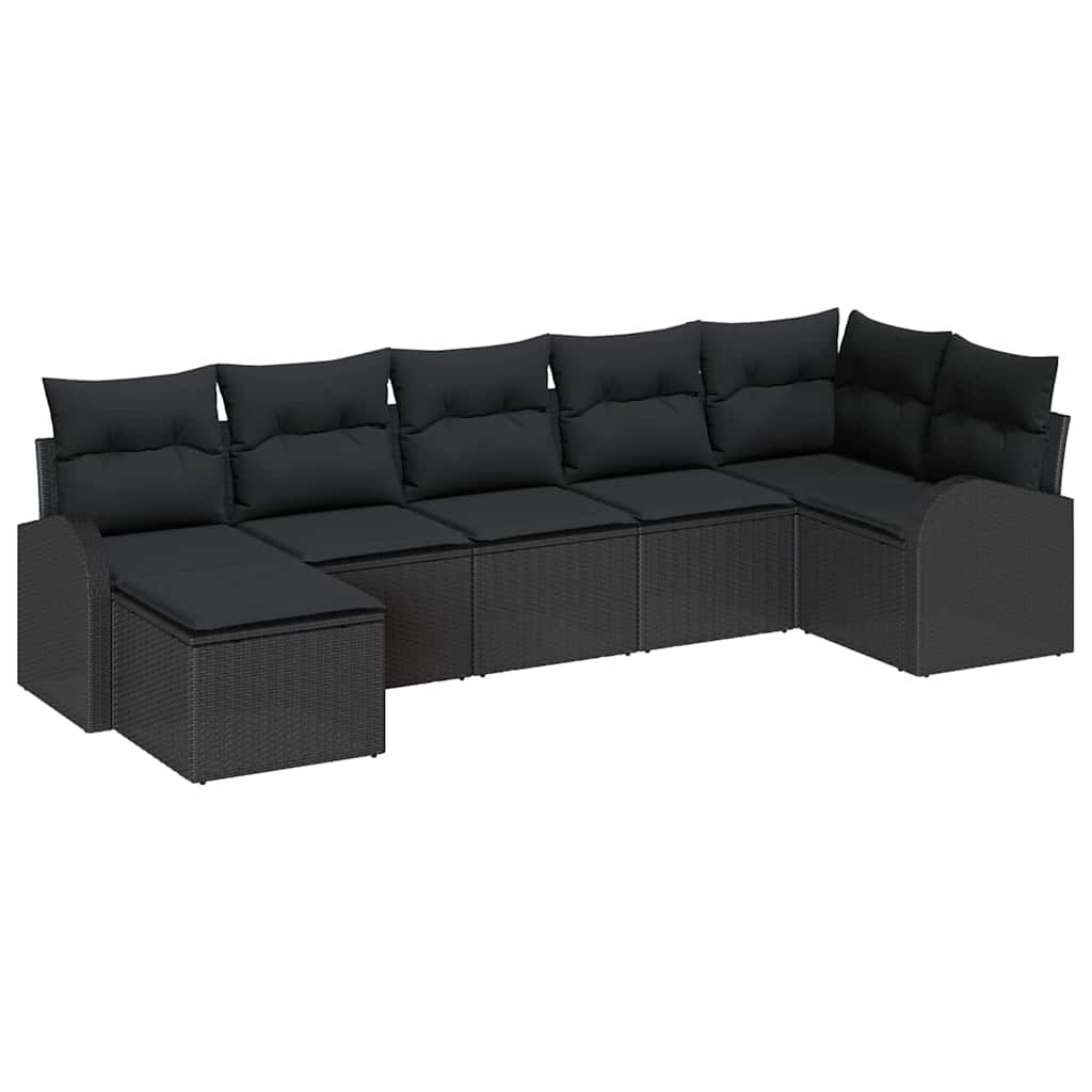 Set sofe 7 kom. Crna poliratan 289 x 124 x 85 cm